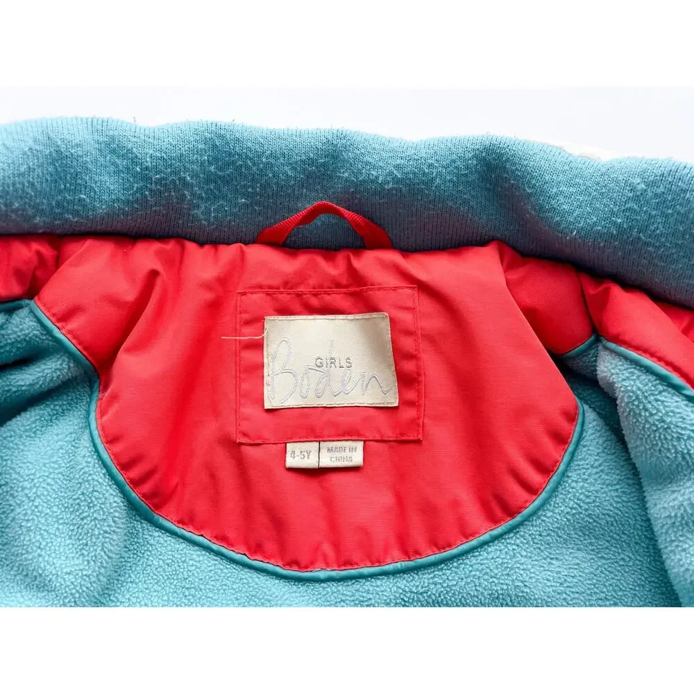 Boden Girl's Insulated Colorful Ski Jacket Size 4/5